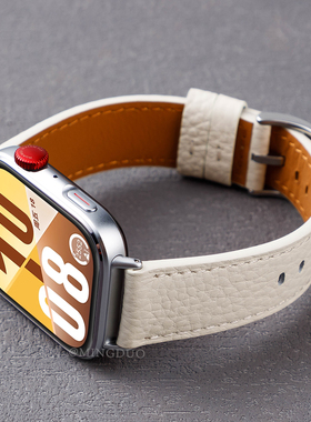 适用华为Watch FIT4表带Watchfit3手表荔枝纹真皮fit4pro新款牛皮腕带fit3悦动白夏天透气男女款高级感替换带