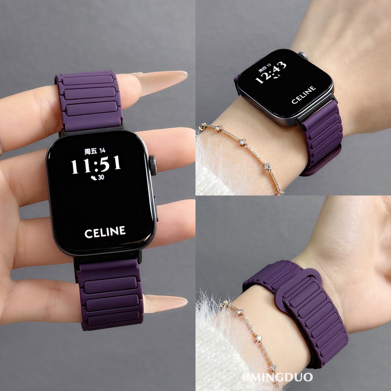 适用vivowatchgt磁吸硅胶表带