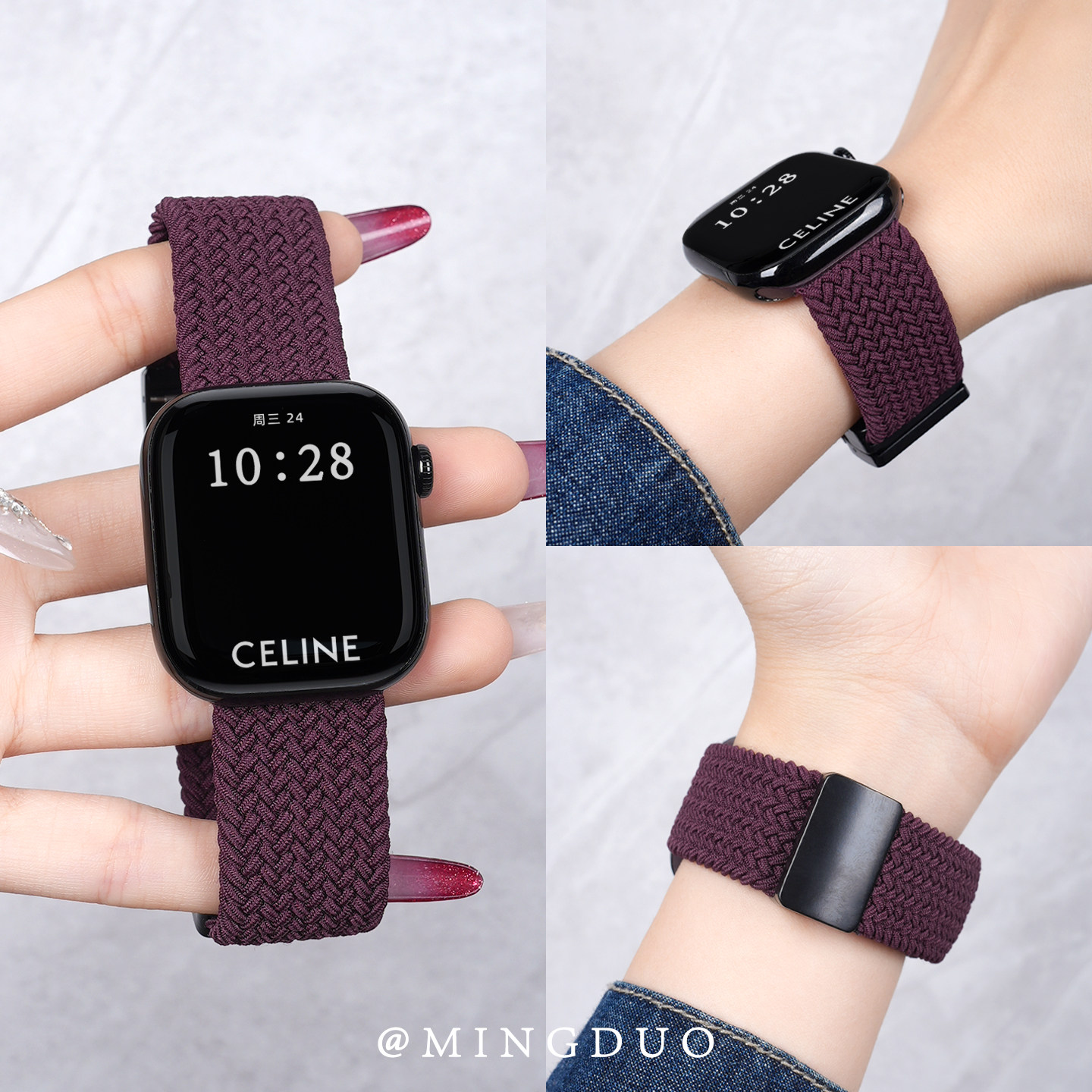 适用iwatch11表带S11苹果S10手表applewatch10新款S9编织8尼龙7磁吸扣SE3女款高级ultra女士运动透气腕带男6