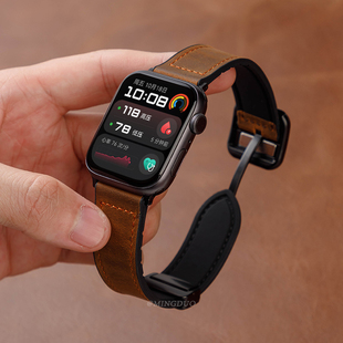 适用华为手表d2表带Watchd2疯马纹真皮智能健康watchD2专用款WatchD春夏天透气硅胶表链动态血压男女新款腕带