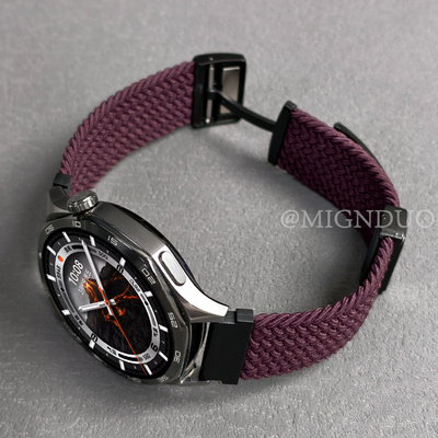 鸣铎新款编织尼龙磁吸烟紫色表带
