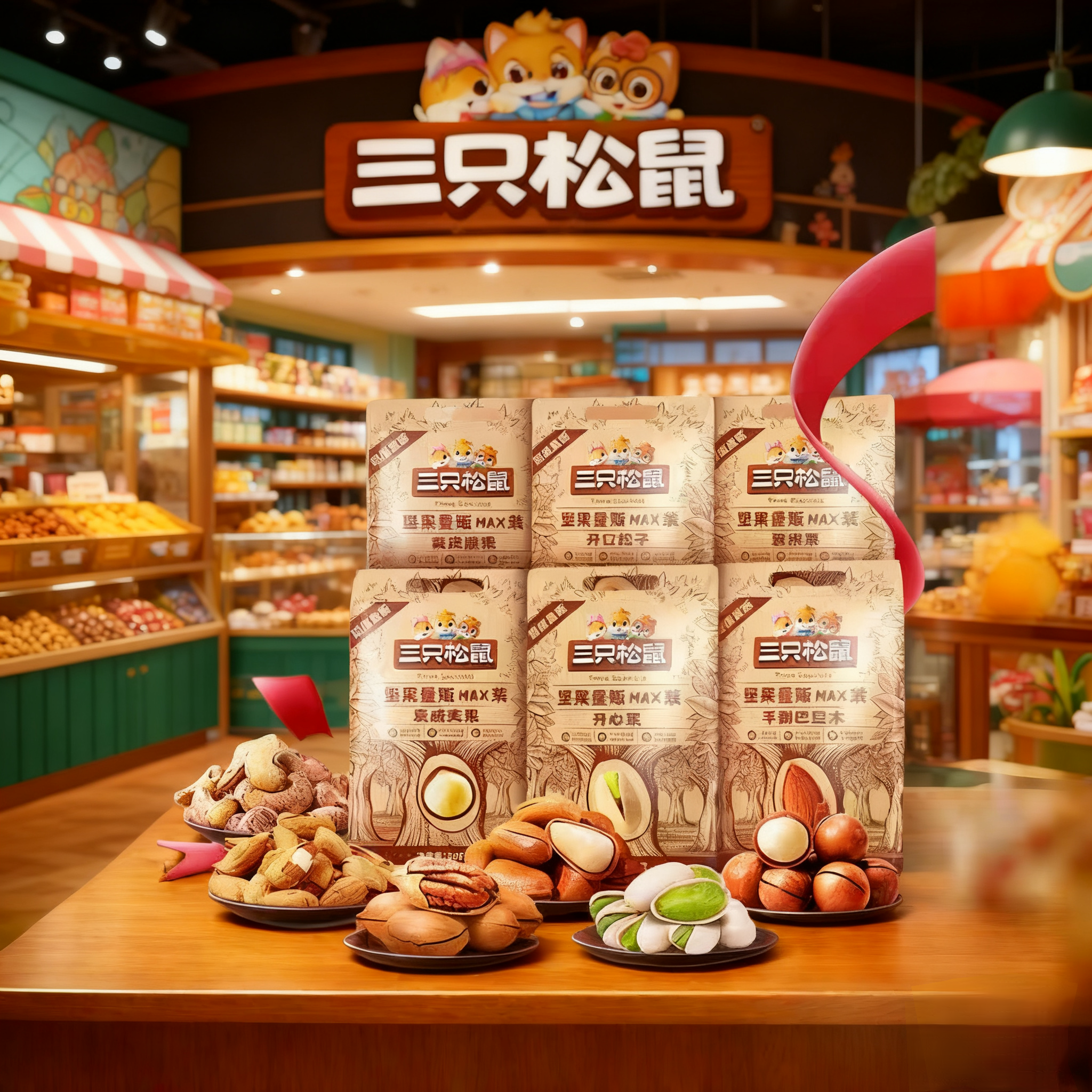 三只松鼠坚果零食大礼包1500开心果松子巴旦木夏威夷果腰果组合装