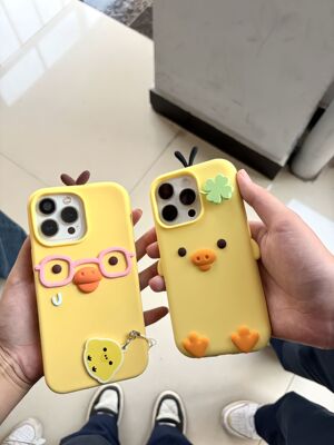 立体小黄鸭16手机壳卡通iPhone15/14Pro软壳可爱13promax
