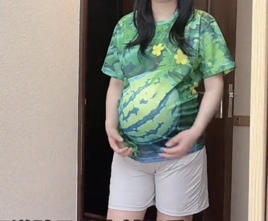 西瓜睡衣套装夏季薄款短袖短裤搞怪抽象西瓜印花T恤休闲遛弯衣服