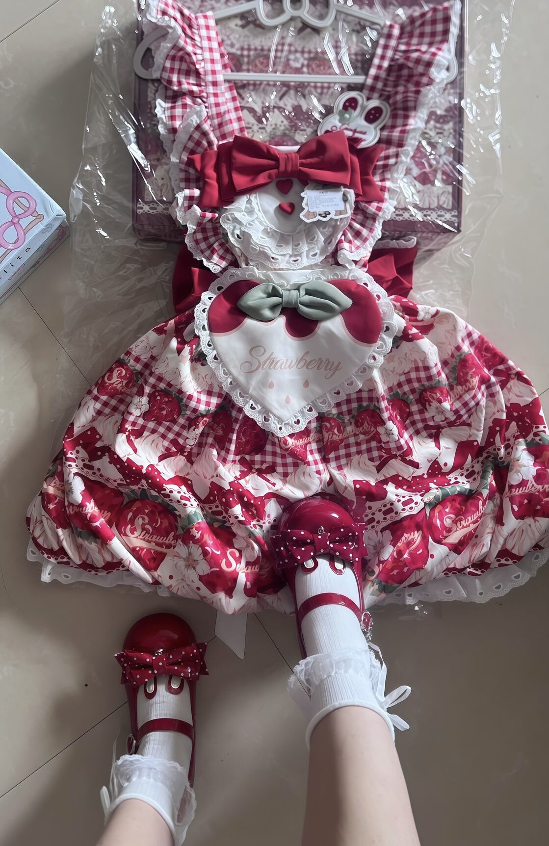 草莓蛋糕lolita草莓印花洛丽塔设计甜美公主连衣裙夏季