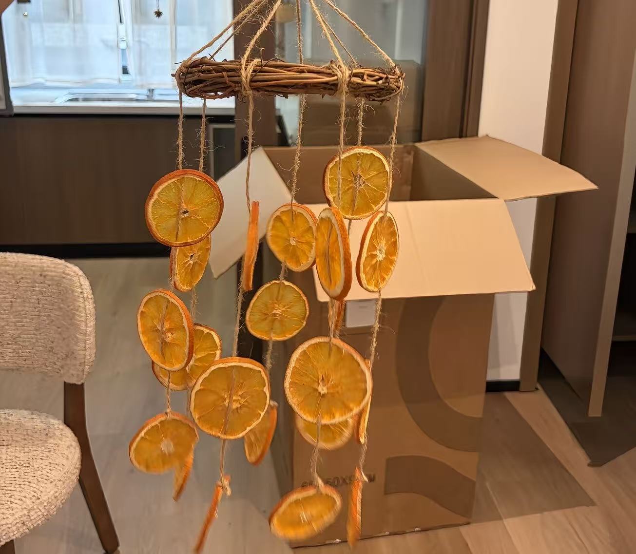 干橙片风铃diy材料包橘子水果装饰挂件房间客厅摆件闺蜜生日礼物