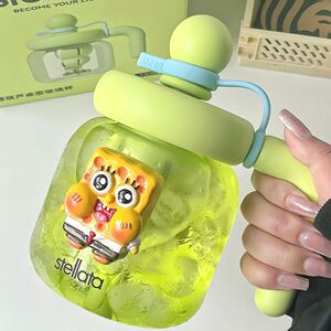 送杯贴大容量玻璃杯女生高颜值茶水分离办公桌杯带吸管水杯便携式
