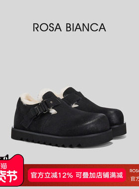Rosa Bianca加厚羊毛！加绒厚底勃肯鞋女2025冬季保暖雪地靴棉鞋