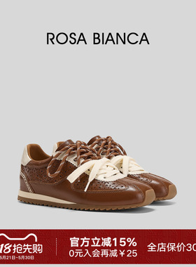 【新品】Rosa Bianca德训鞋女真皮轻奢风通勤显脚小复古休闲百搭