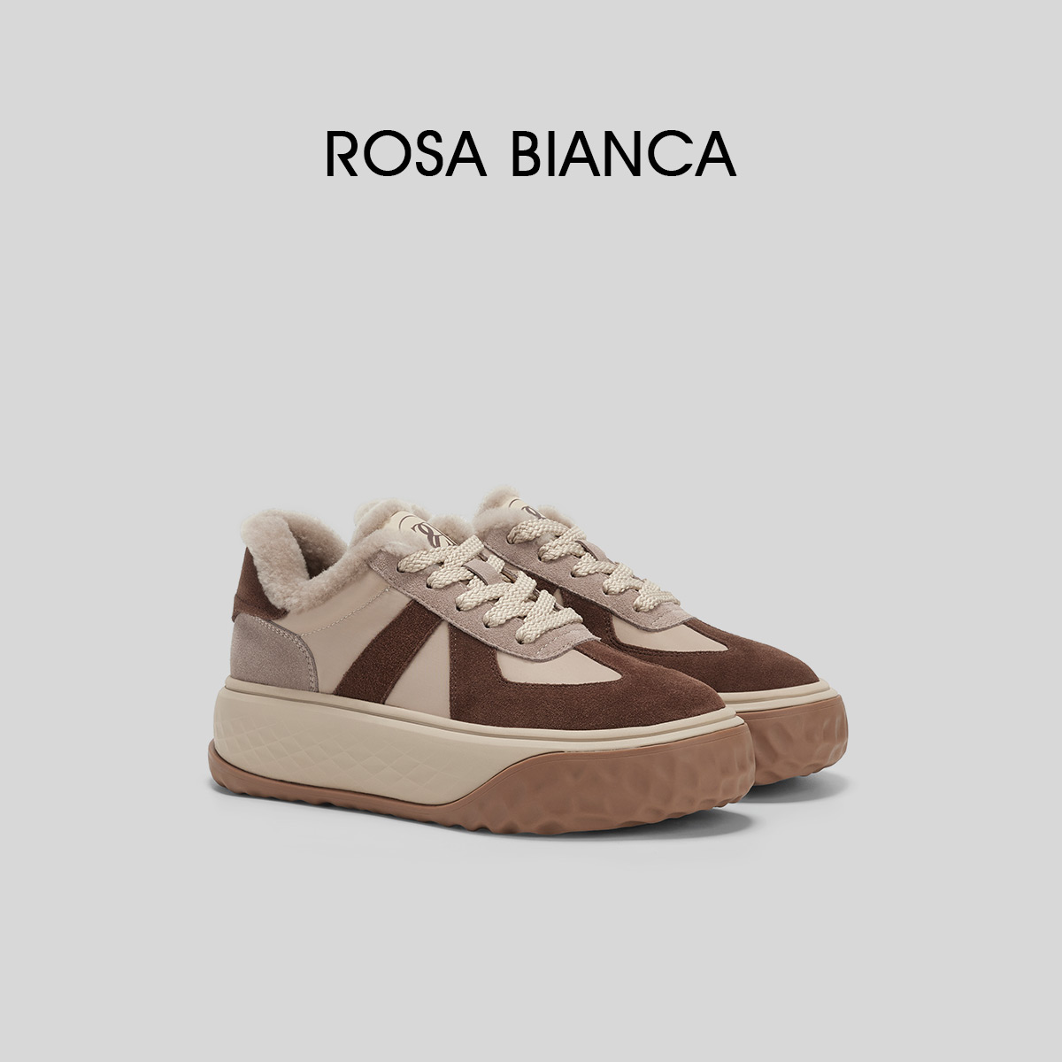 RosaBianca真皮拼接德训鞋