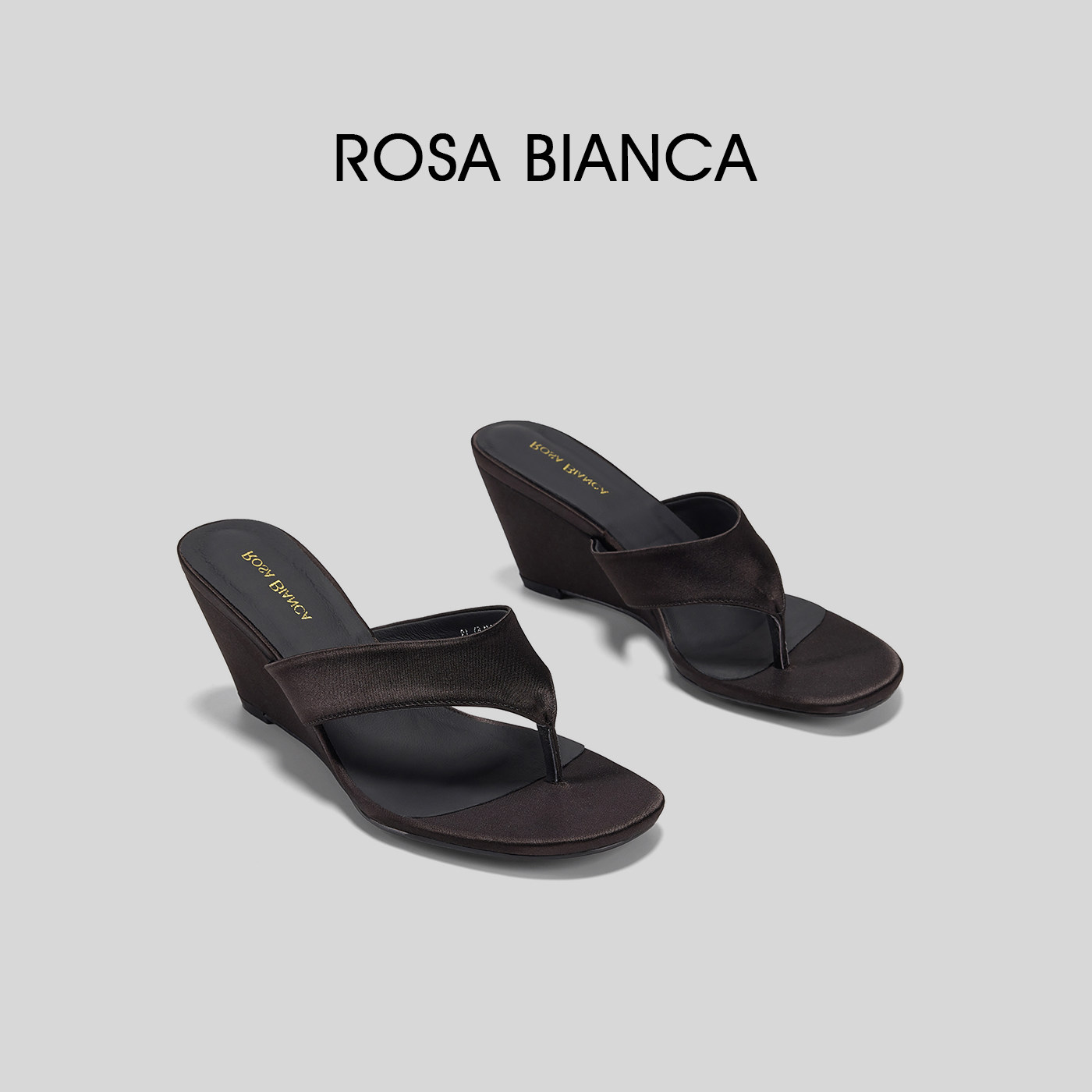 【乌丝踏月】Rosa Bianca夏季厚底凉拖7.5cm增高羊皮革夹趾拖鞋女 - 实物图