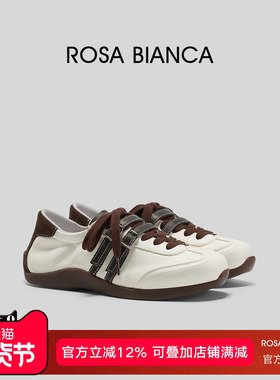 Rosa Bianca真皮薄底德训鞋女2025年秋季新款复古百搭阿甘鞋好看
