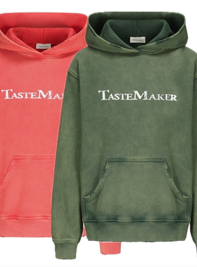 【往季少量库存清仓】500克水洗印花复古重磅卫衣帽衫