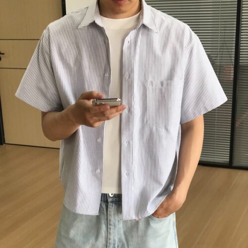 Tastemaker慵懒条纹短袖衬衫松弛