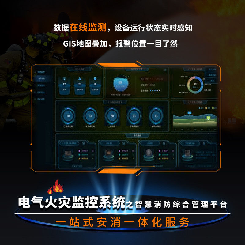 电气火灾监控系统之智慧消防综合管理平台安防消防一体化解决方案