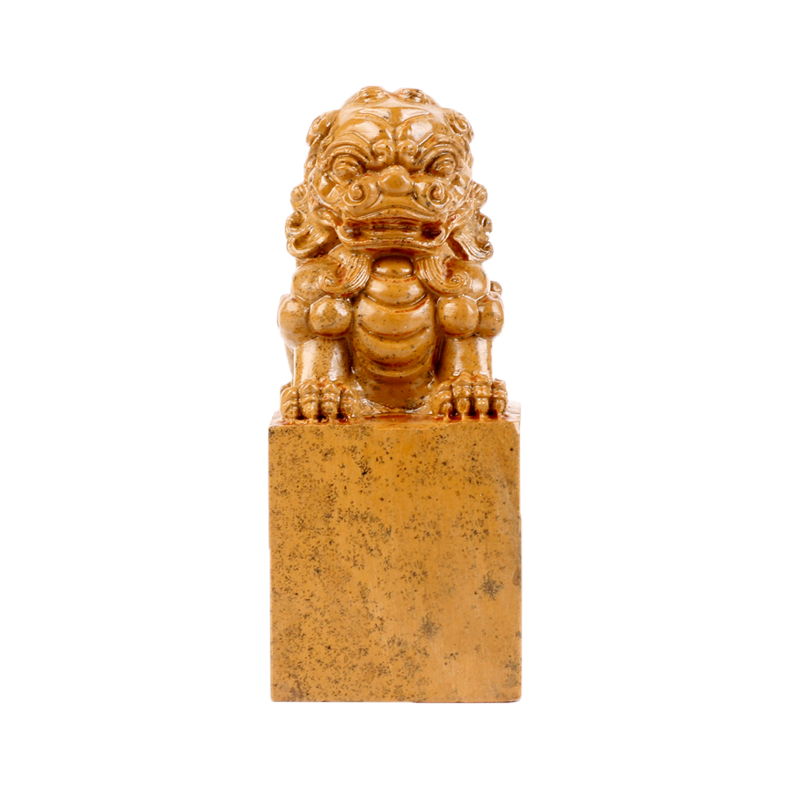 獅子彫刻の石製印章 高さ17cm 幅10cm 玉玺印章狮子石料雕刻