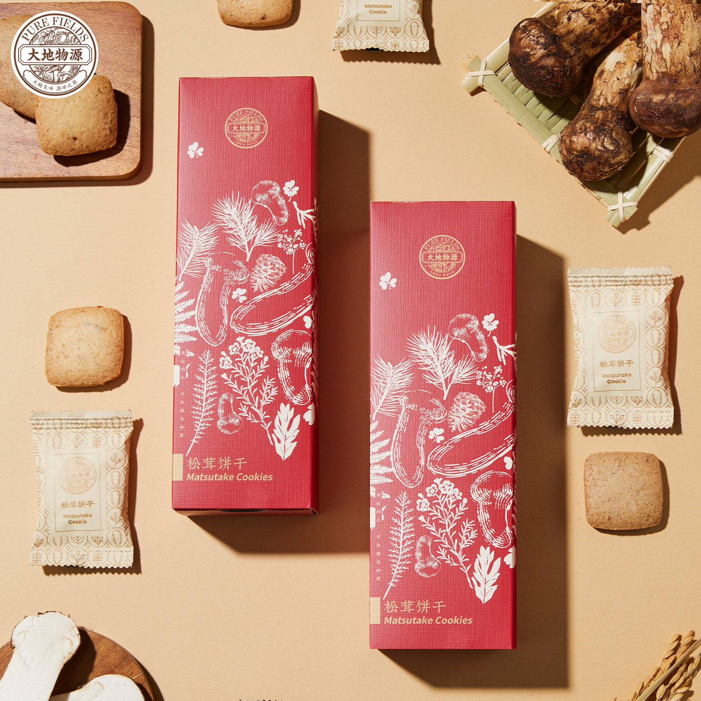 大地物源松茸饼干零食伴手礼
