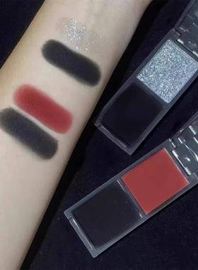 双色眼影盘哥黑色红色s特风烟熏妆co眼妆光SSY玩妆彩色哑珠光闪正