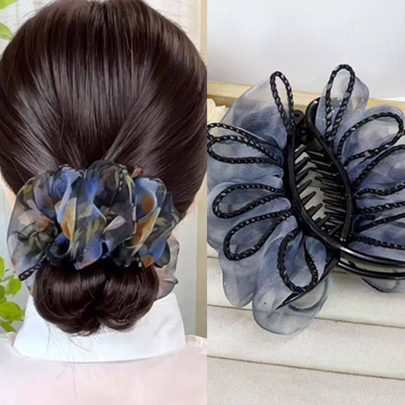 【下单立减50】2025新款高级云朵碎花新款泡泡后脑勺夹大号蝴蝶结