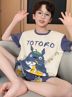 夏季男童睡衣夏季纯棉短袖青少年