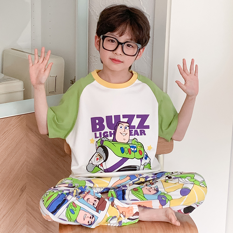 男童睡衣夏季短袖长裤卡通家居服