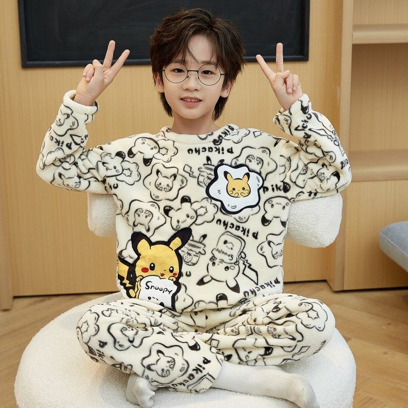皮卡丘男童睡衣加绒加厚法兰绒冬季保暖珊瑚绒男孩宝宝儿童家居服,童装/婴儿装/亲子装,家居服套装,淘宝优惠券,粉丝福利购,淘宝优惠卷
