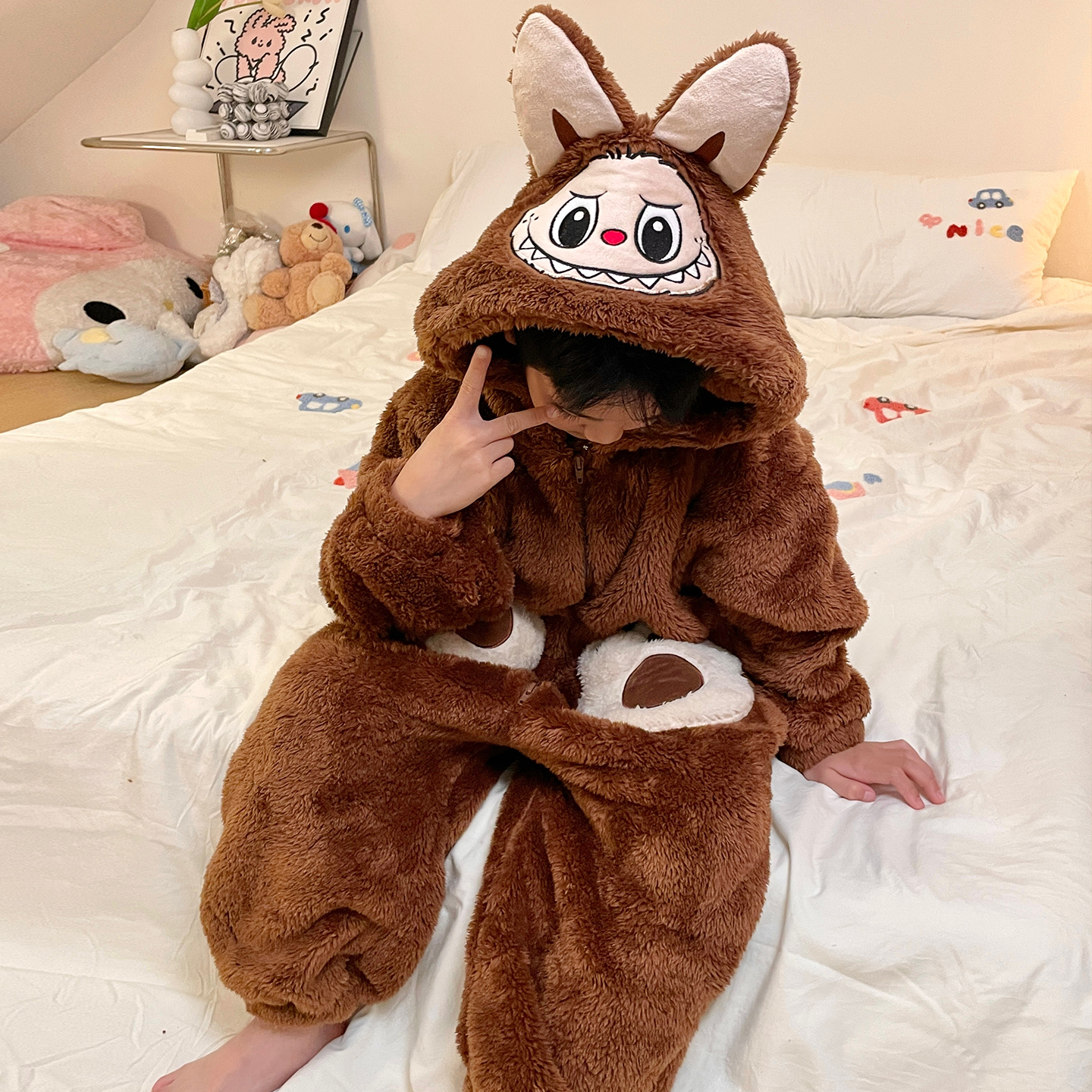 冬季拉布布男童连体睡衣法兰绒