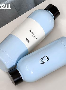seeu冰岛蓝保温杯不锈钢保冷杯大容量不锈钢小狗水杯子