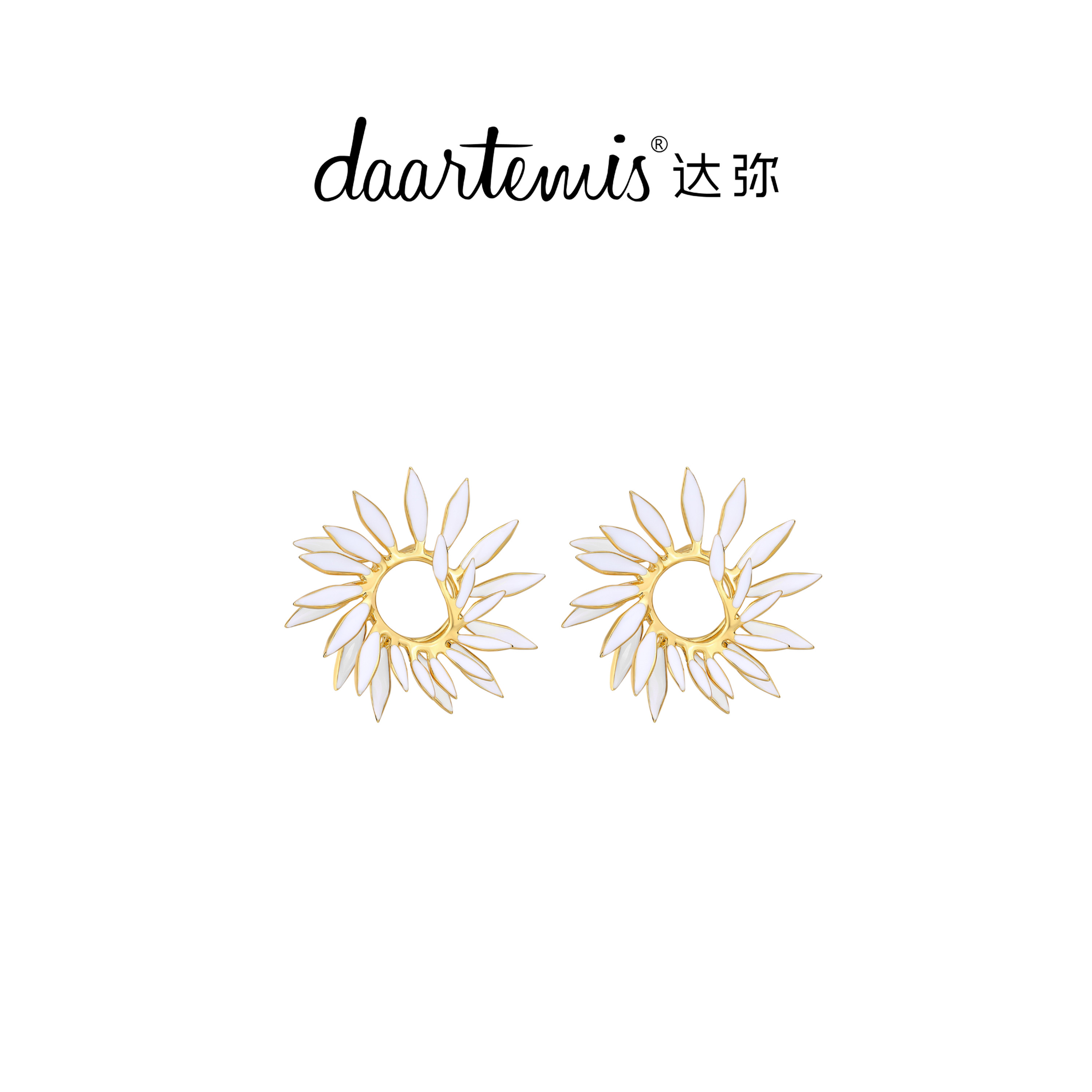 daartemis达弥棕榈花朵耳钉原创