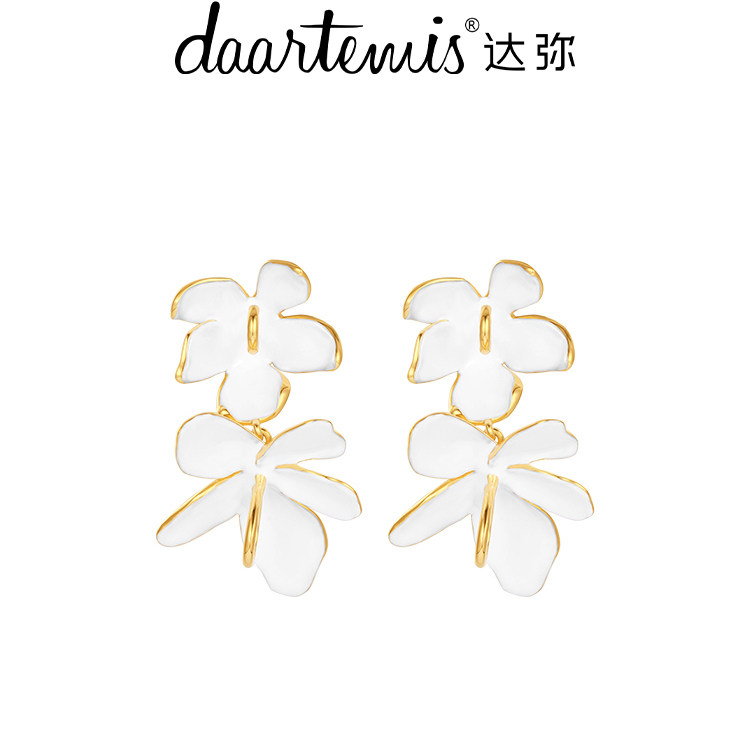 daartemis达弥桃双花朵耳钉原创