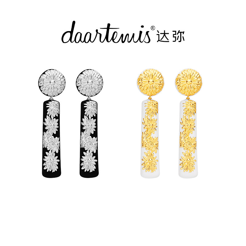 daartemis达弥雏菊浮雕几何型耳坠长款女原创小众时
