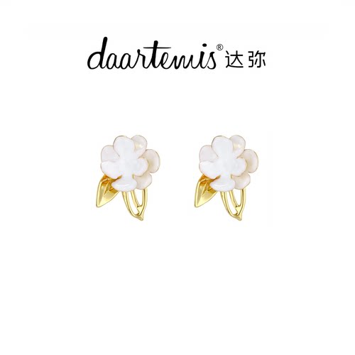 daartemis山茶花单花瓣白色耳钉