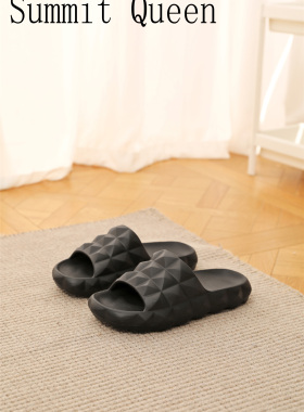 Summi Queen2023新款方块纯色加厚平底外穿拖鞋