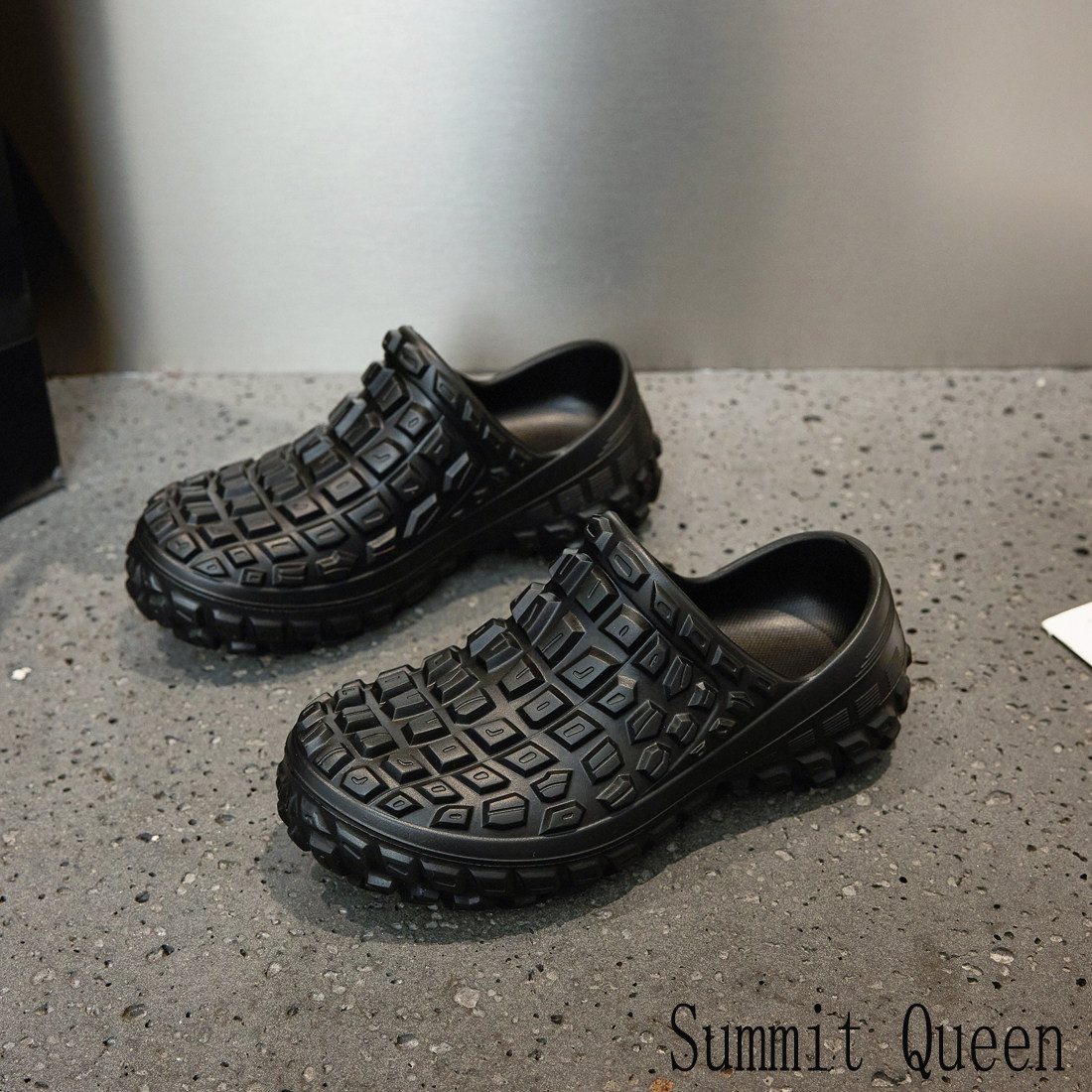 Summit Queen新款前包头后包跟纯色柔软舒适轮胎纹踩屎感休闲凉鞋