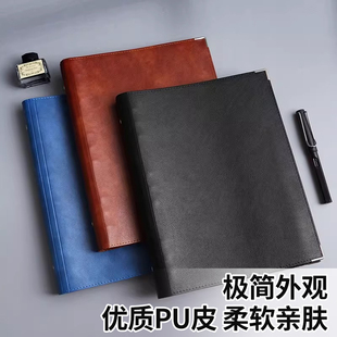 A4可拆卸思维导图笔记本活页本软皮上翻手账本横版横向b5方格本日记本大学生考研学习记事本横线康奈尔网格本