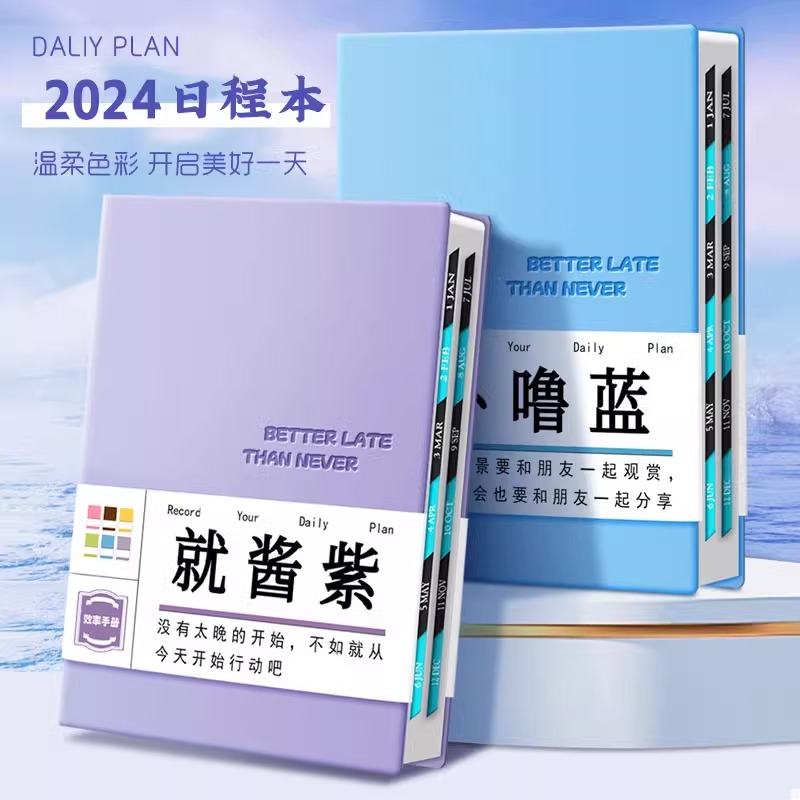 2024年日程本a5效率手册365天每日计划本计划表笔记本子日历记事本每日一页效率手册自律打卡手帐日记本定制 文具电教/文化用品/商务用品 手帐/日程本/计划本 原图主图