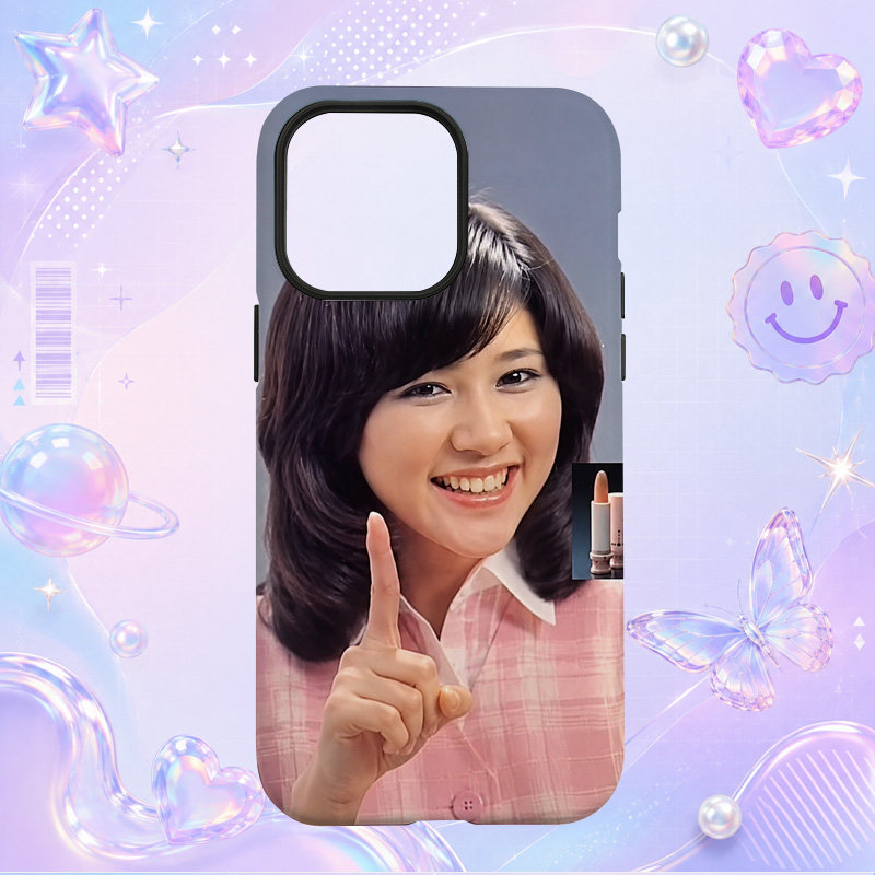 复古日本偶像田中好子Yoshiko Tanaka粉色格纹上衣微笑写真适用于苹果三星华为小米手机壳防摔保护套镜头全包