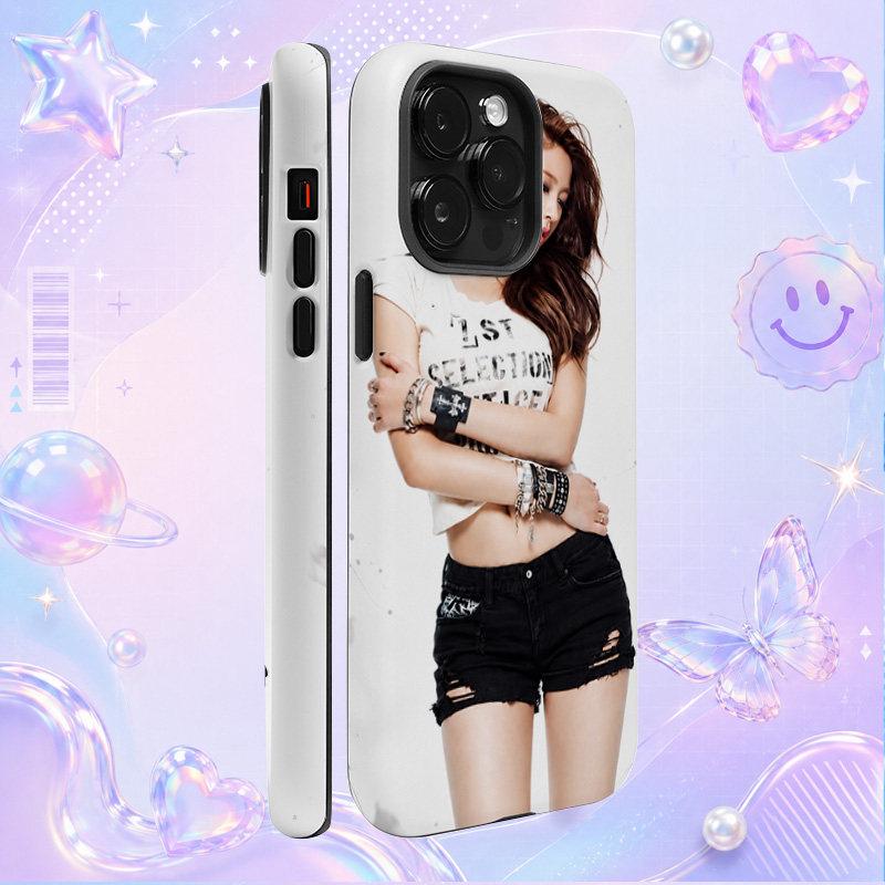 Seolhyun白色短款上衣黑色短裤写真适用于苹果三星华为小米手机壳防摔保护套镜头全包