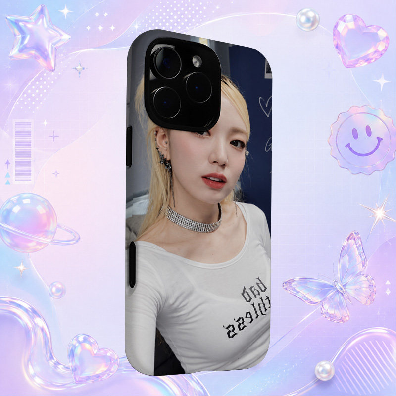 Youkyung金色短发白色上衣近景写真适用于苹果三星华为小米手机壳防摔保护套镜头全包