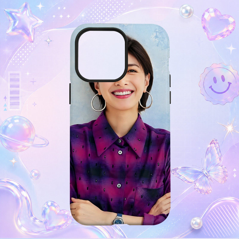 日本女演员内田有纪Yuki Uchida紫色衬衫开心笑容写真适用于苹果三星华为小米手机壳防摔保护套镜头全包