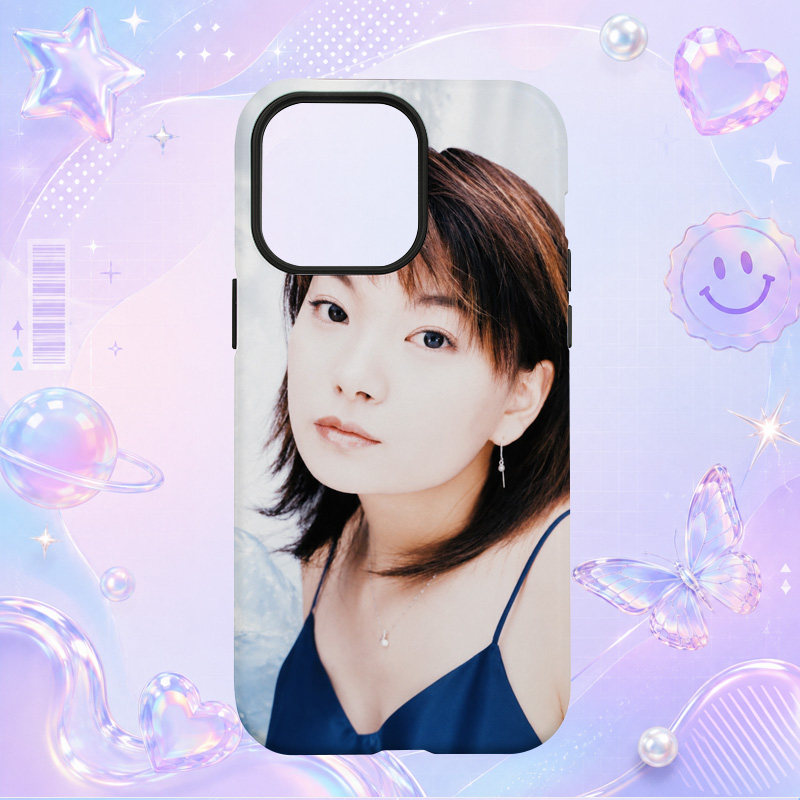 保田圭短发蓝色吊带简约人像适用于苹果三星华为小米手机壳防摔保护套镜头全包