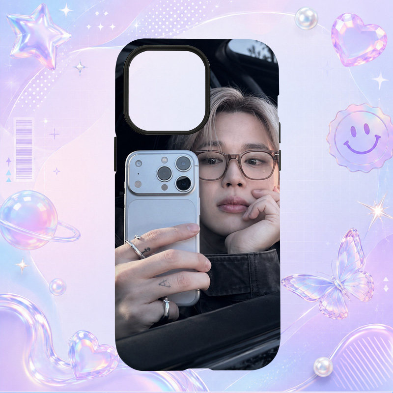 Jimin眼镜黑色外套车内镜面自拍适用于苹果三星华为小米手机壳防摔保护套镜头全包
