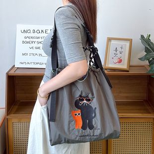 日本手提斜挎包ball chain环保袋尼龙女小众单肩包登山防水通勤