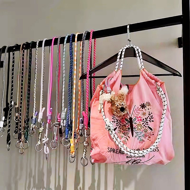 新款多色包包肩带编织替换带斜挎通用个性双扣带手编棉绳单肩包带