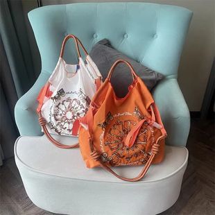 网红同款 韩日刺绣环保购物尼龙布袋手提单肩斜挎包女包 ball