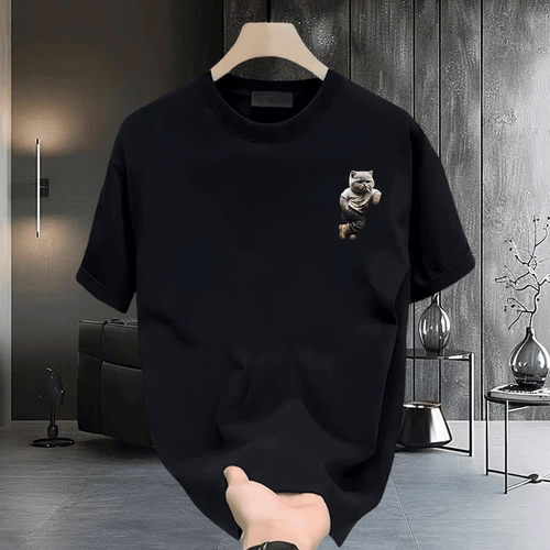 美式潮牌夏季新款趣味创意猫咪印花短袖T恤男女百搭超火情侣上衣