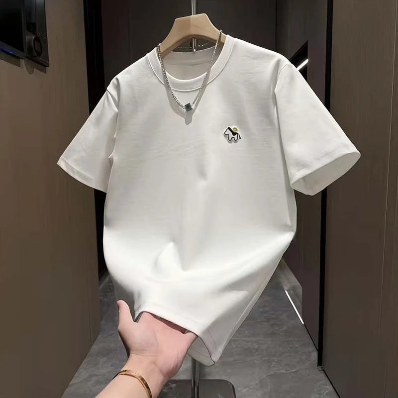 国潮牌休闲运动宽松透气纯棉短袖男士印花百搭半袖上衣圆领T恤衫