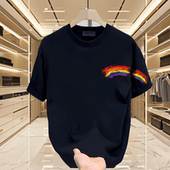 美式 体恤 纯棉复古简约印花正肩宽松半袖 痞帅重磅短袖 t恤男女夏季