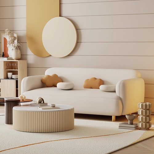 奶油风布艺沙发小户型防水小沙发