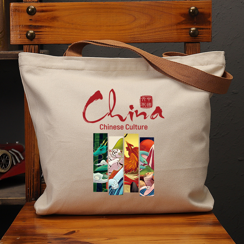 CHINA国画国潮创意帆布袋女包大容量单肩手提袋环保购物包通勤男-封面